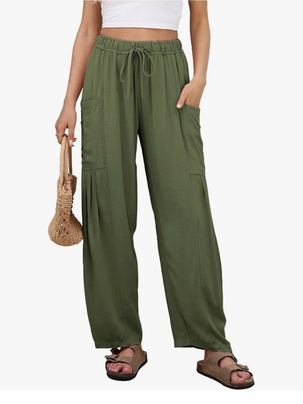Linen wide leg pants